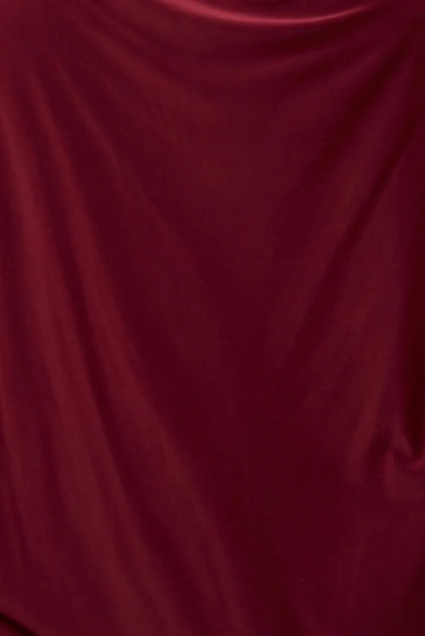 Goddiva Loose Fit abito midi bordeaux scollo asimmetrico