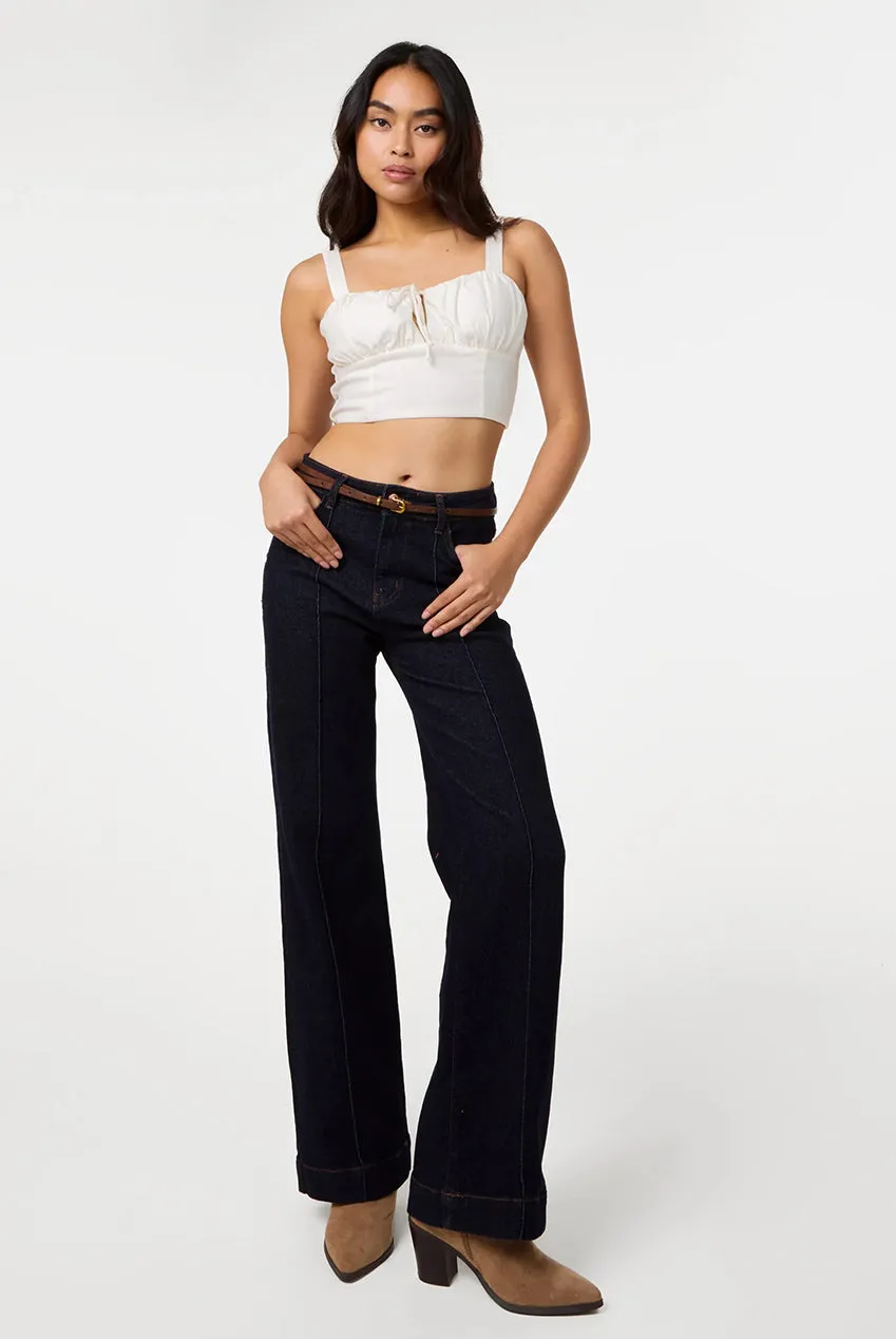 Pink Vanilla Top Crop Avorio Laccio Scollo Sweetheart