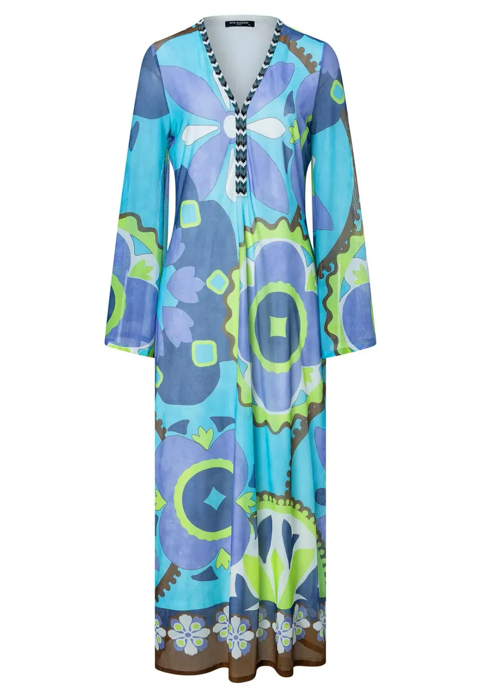 Ana Alcazar Wemmy caftano maxi fiori azzurro
