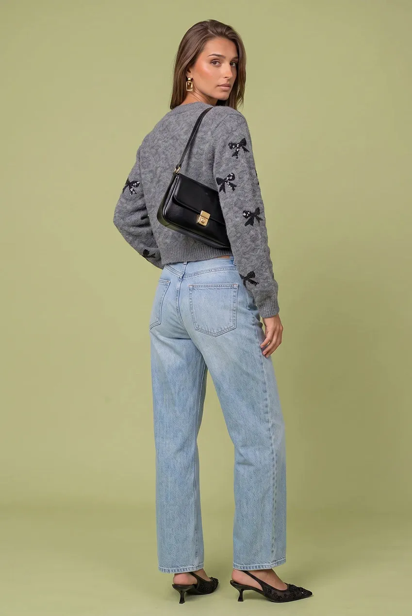 Urban Bliss Cardigan Fiocco Paillettes Grigio M