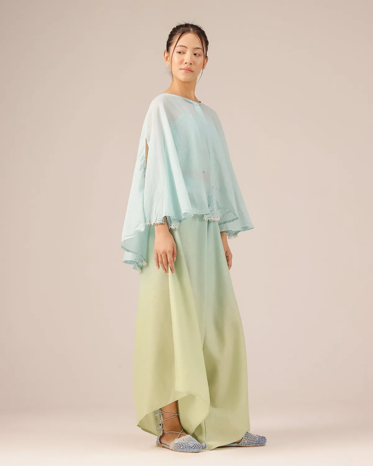 Our Dve Golden Dune pantaloni palazzo blu lino