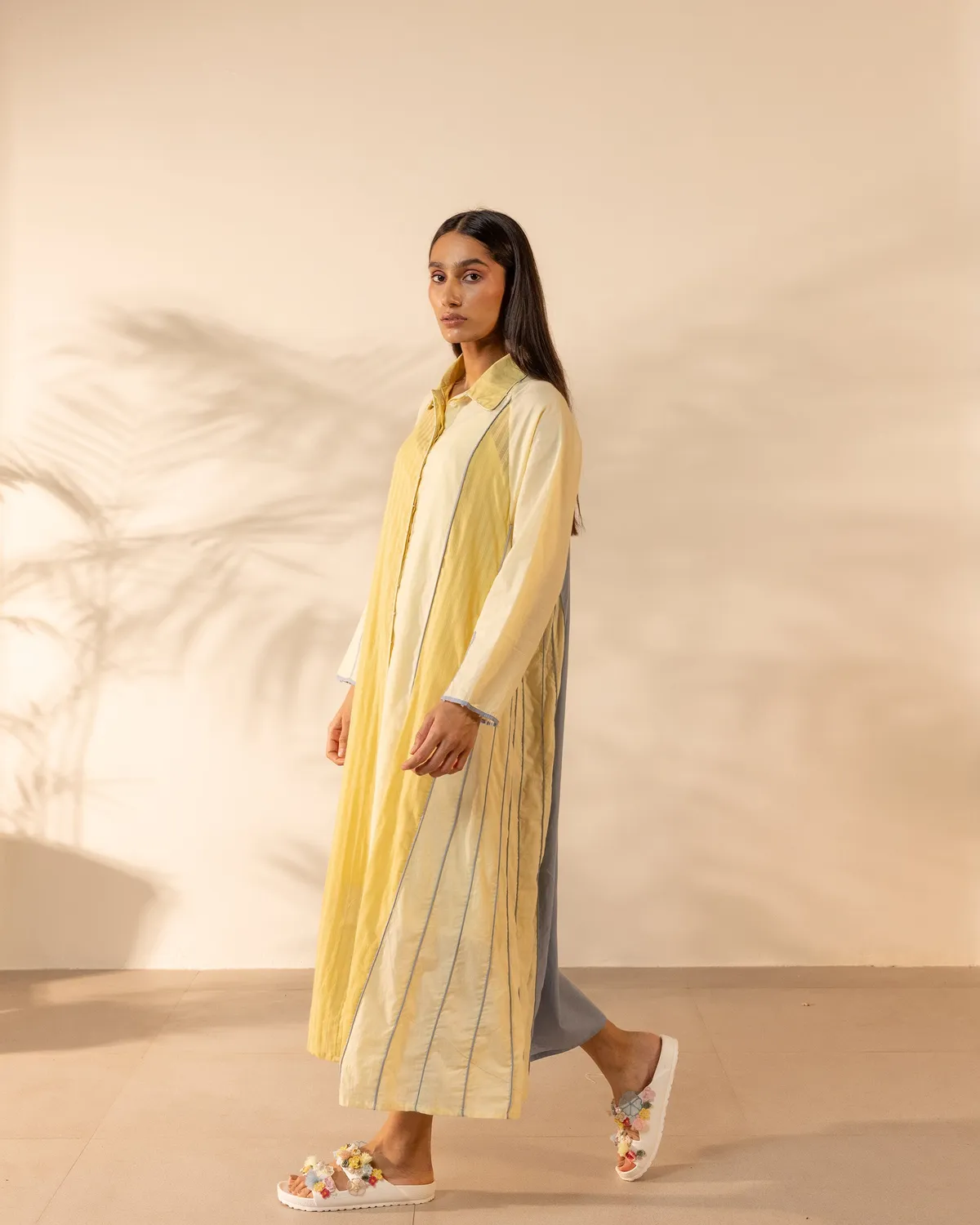 Our Dve Mango Mist abito cotone blu giallo taglia unica