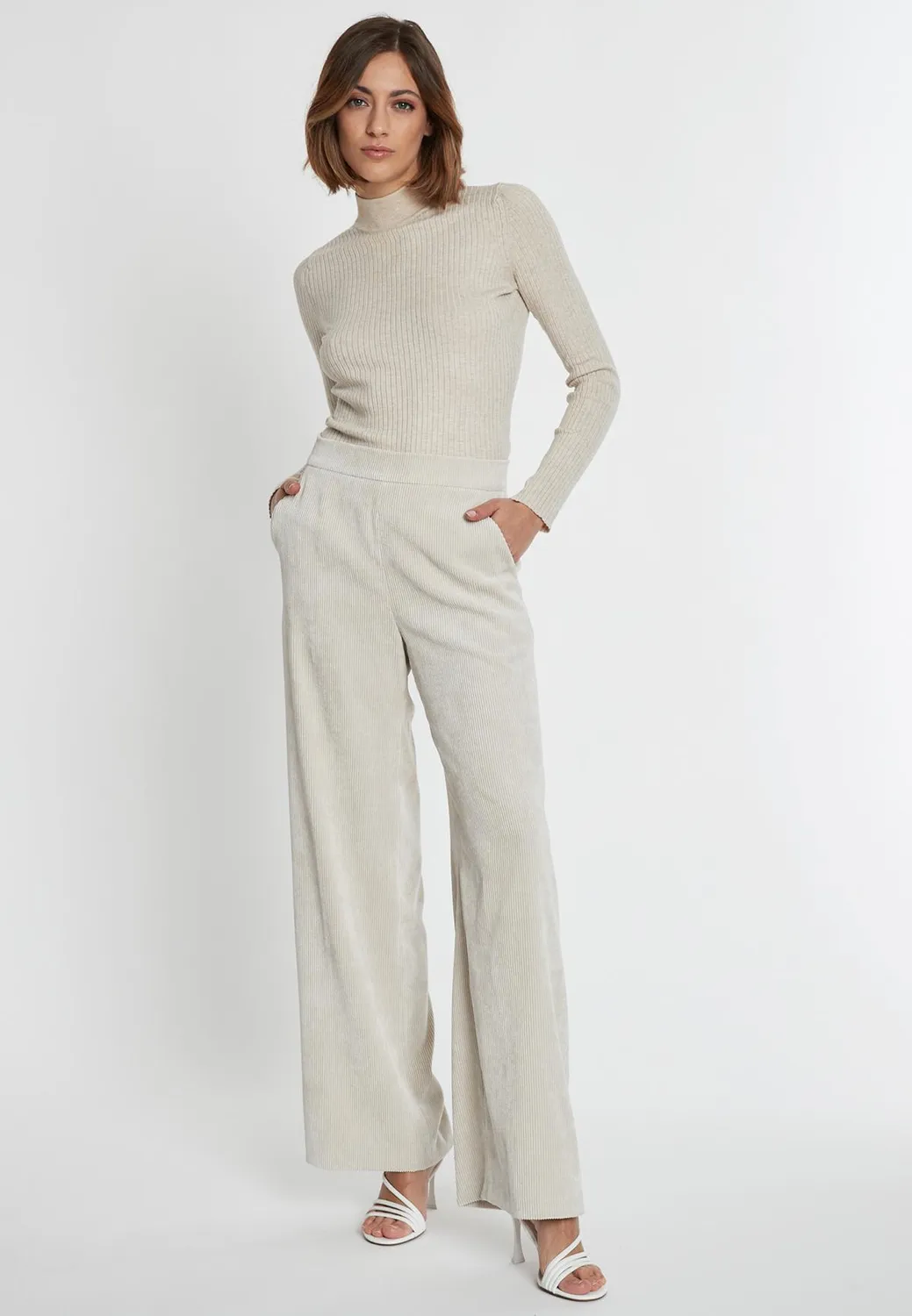 Ana Alcazar Sasky pantaloni velluto panna palazzo