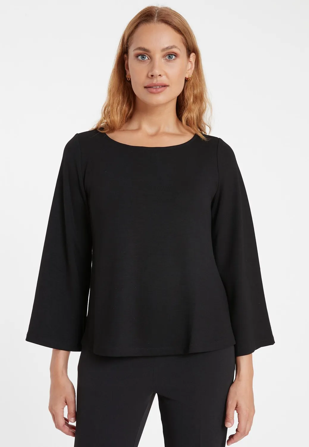 Ana Alcazar Sitti top nero jersey manica tromba