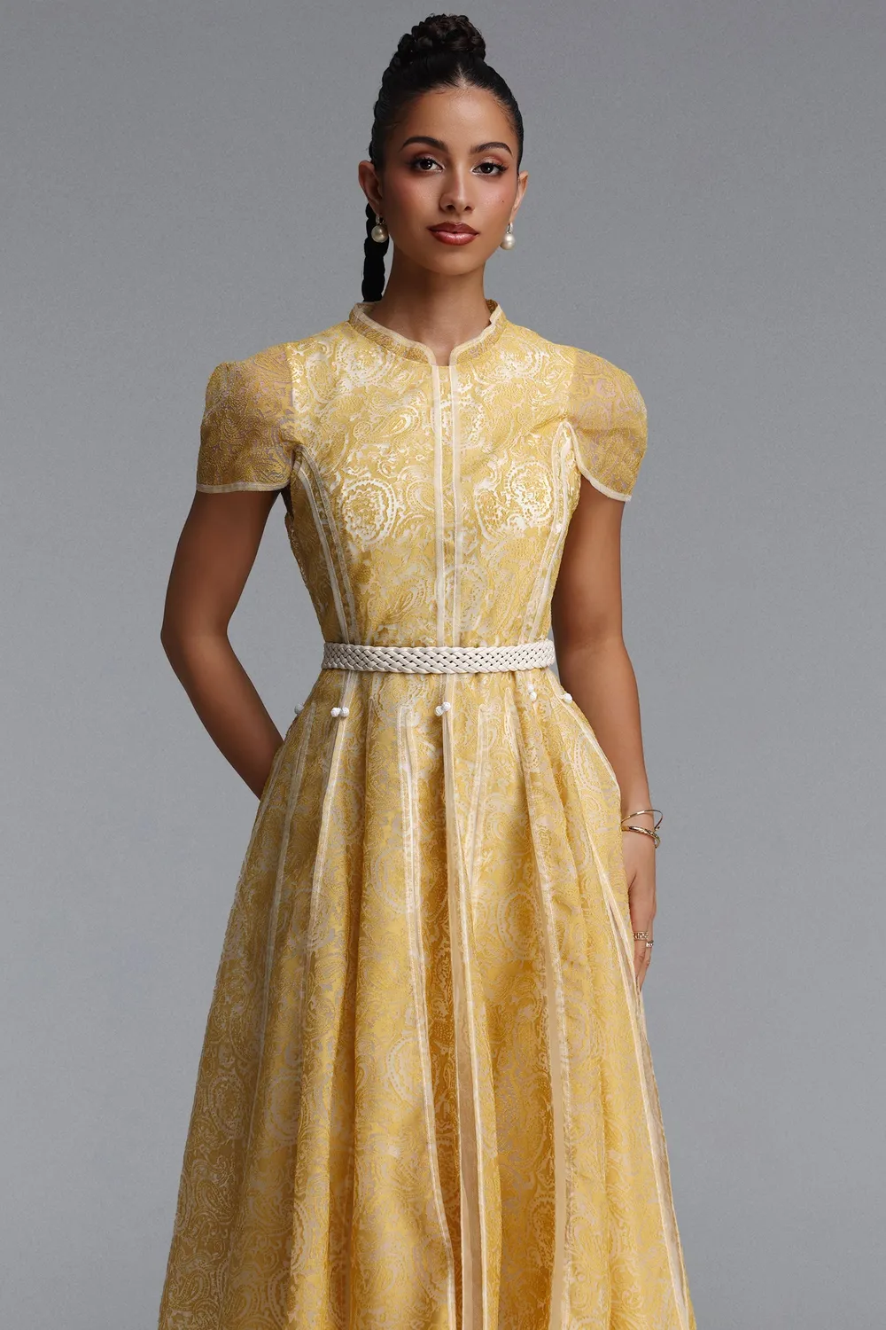 Bella Barnett Rosita abito maxi giallo paisley
