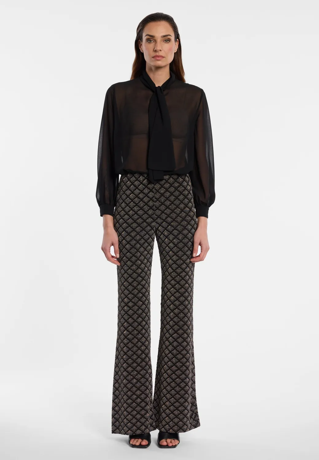 Ana Alcazar Enalis pantaloni neri lurex zampa
