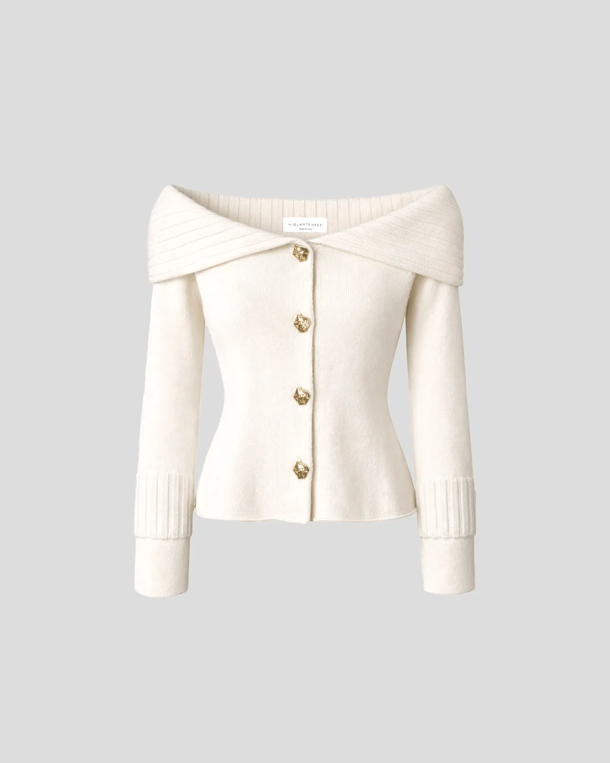 Violante Nessi Pope cardigan avorio lana merino