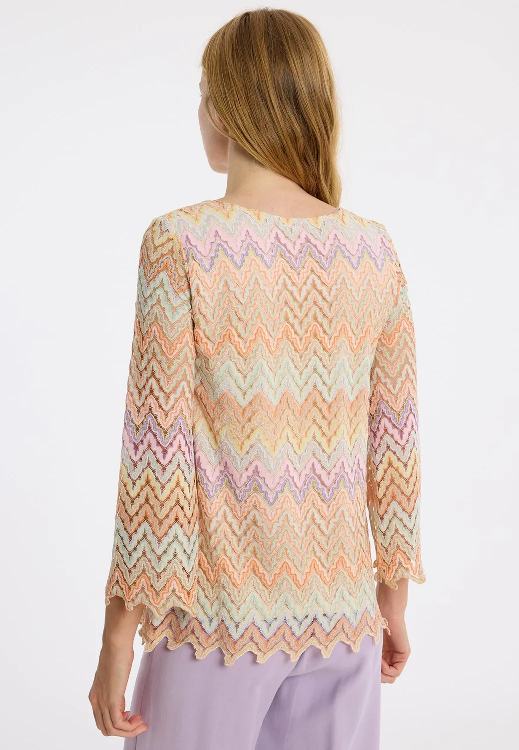 Ana Alcazar Zecoa top maniche lunghe traforato pastel