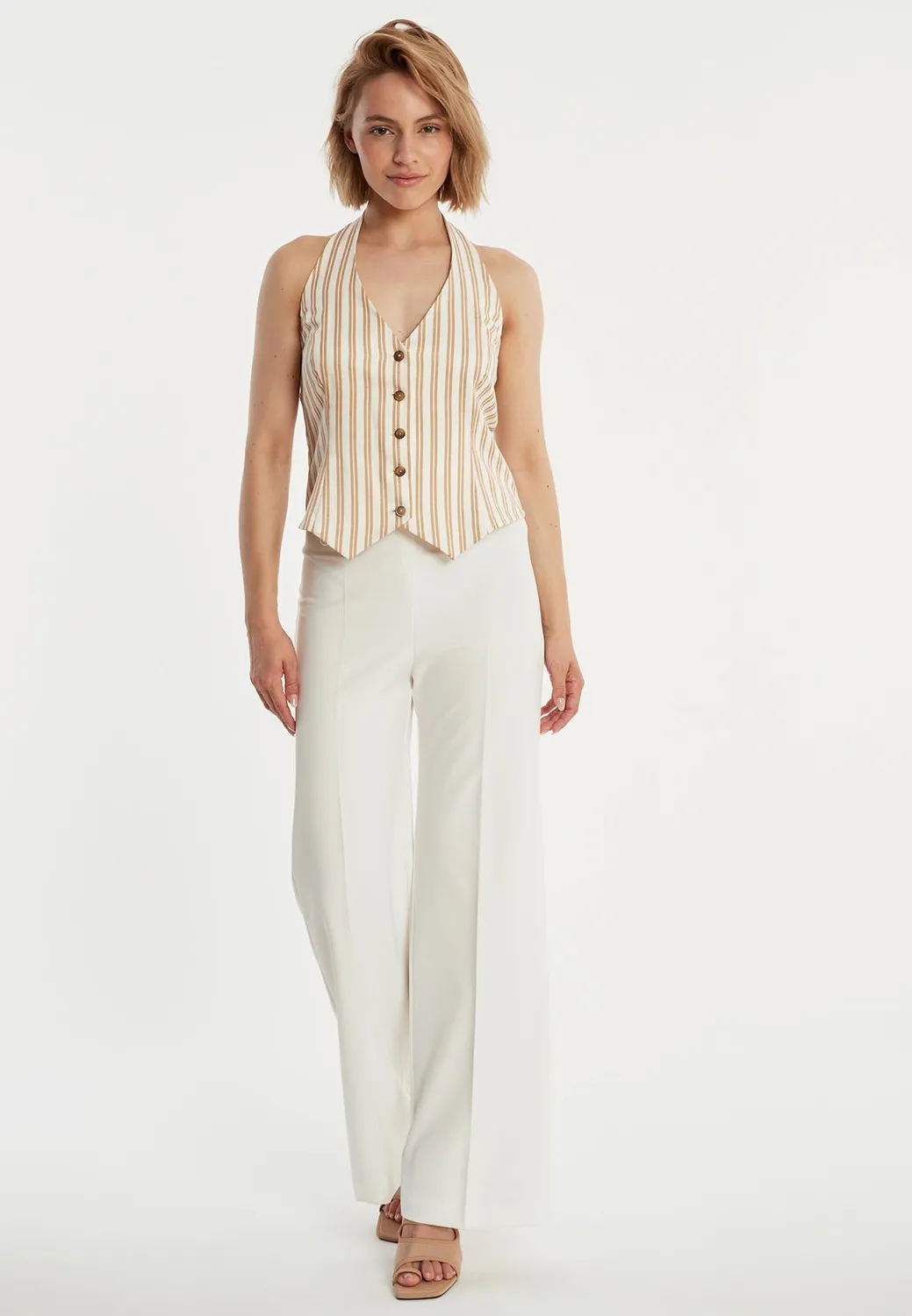 Ana Alcazar Zata gilet bianco riga doppia