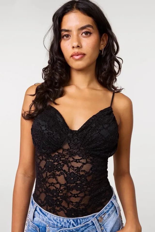 Pink Vanilla Floral Lace body nero pizzo floreale