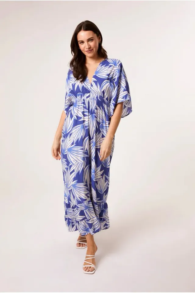 Blue Vanilla Leaf tuta intera blu kimono viscosa