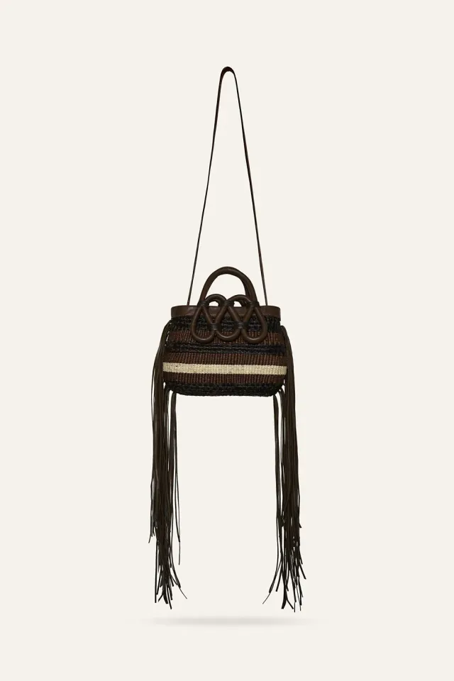 Johanna Ortiz Heritage Tote borsa iraca marrone mini