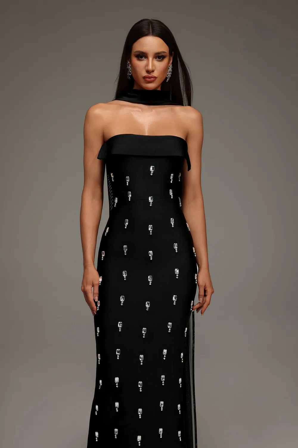 Bella Barnett Nadja abito bandage nero S maxi strass