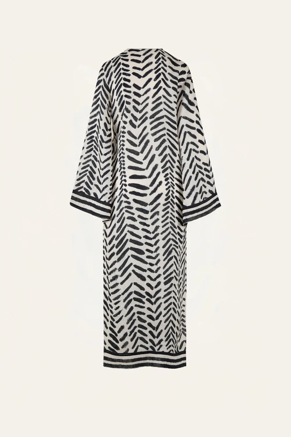 Johanna Ortiz Squared Away Tunic abito lino ecru nero