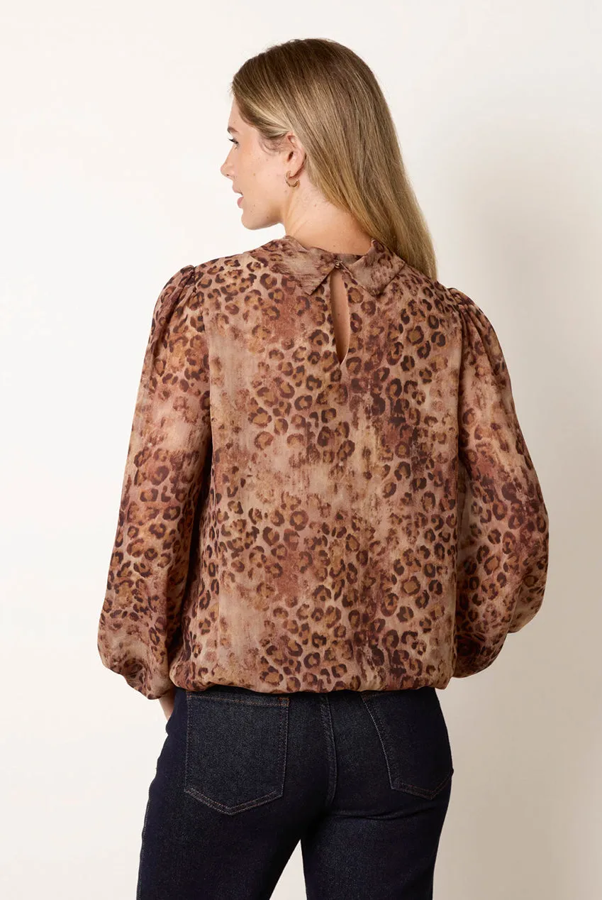 Blue Vanilla Cowl Camicia animalier con manica lunga