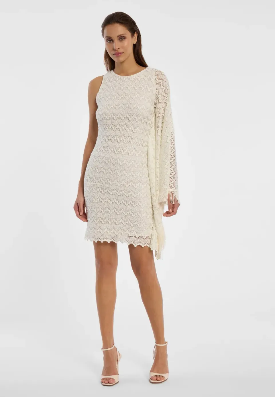 Ana Alcazar Dillu abito monospalla bianco corto maglia
