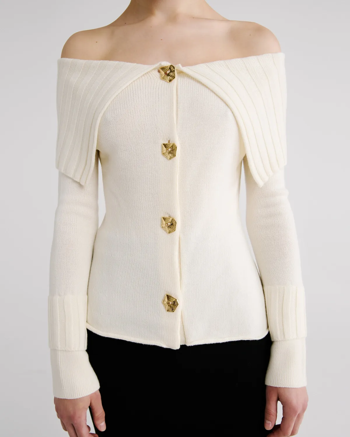 Violante Nessi Pope cardigan avorio lana merino