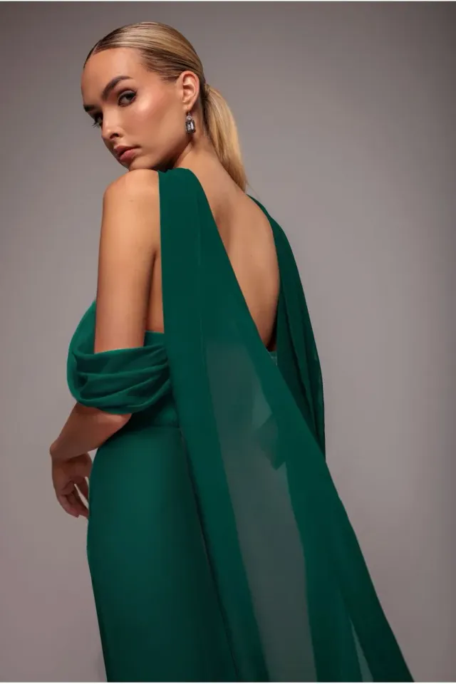Goddiva Chiffon foulard verde smeraldo leggero