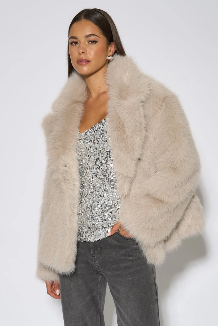 Gini London Blonde giacca pelliccia ecologica beige