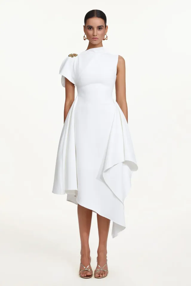 Bella Barnett Weren abito maxi bianco monospalla