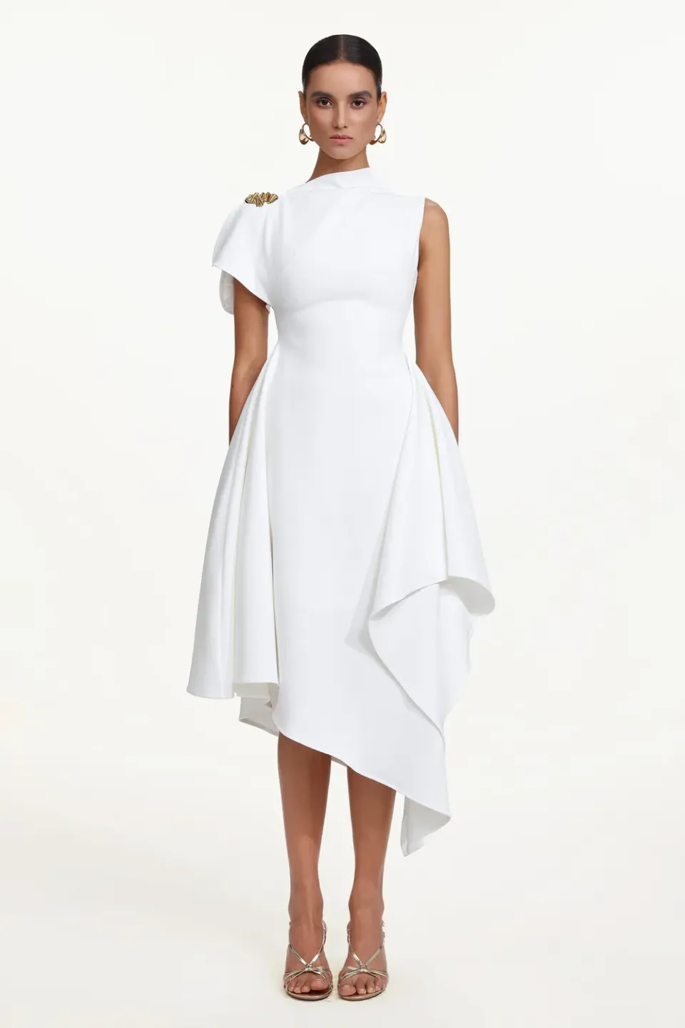 Bella Barnett Weren abito maxi bianco monospalla