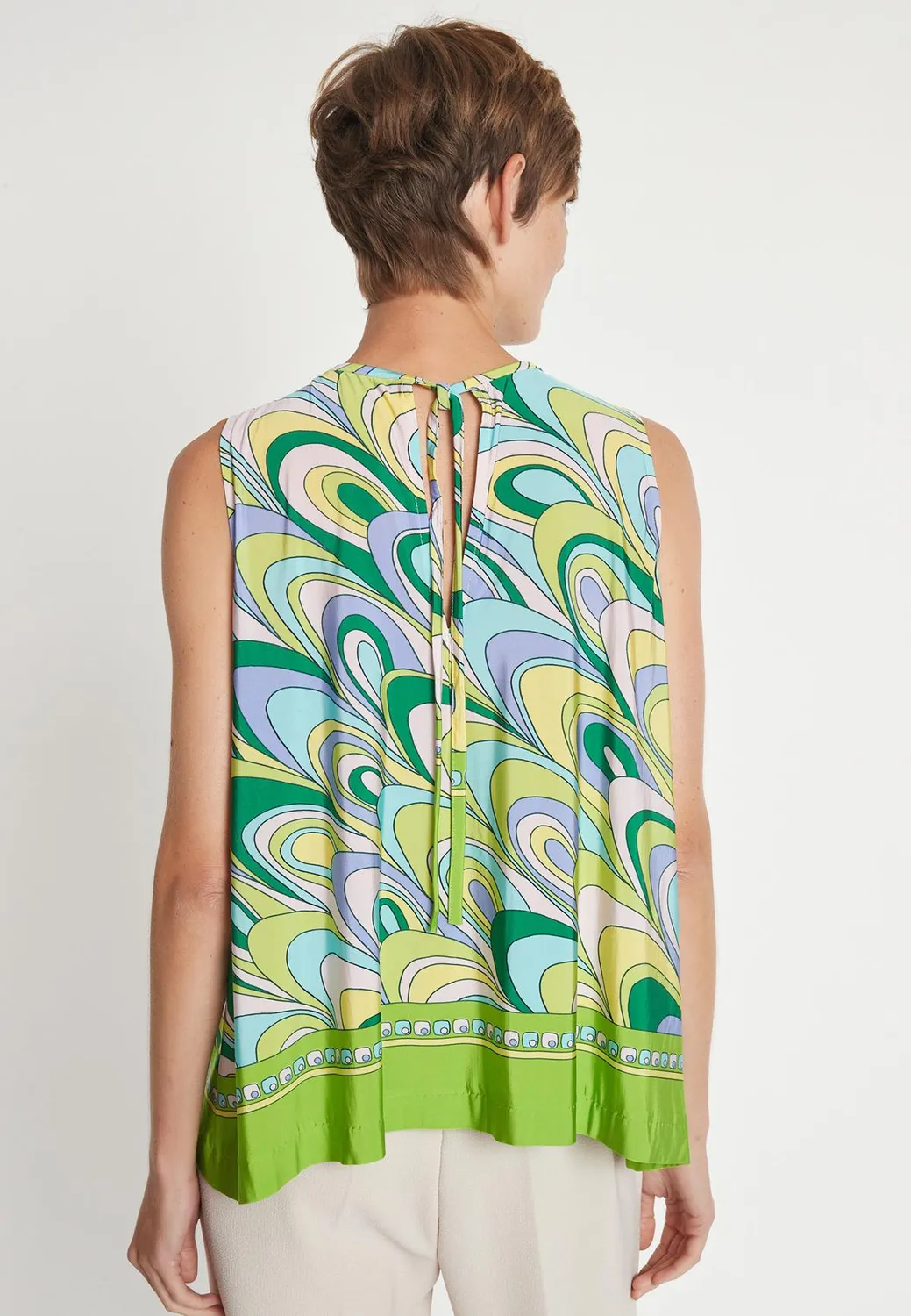 Ana Alcazar Lossy Top Stampa Retro Verde