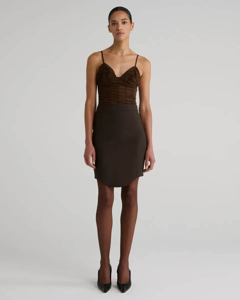 Violante Nessi Pensato top marrone in seta georgette