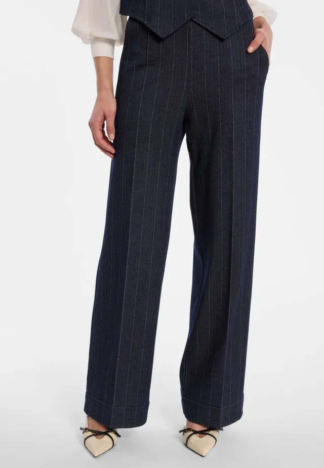 Ana Alcazar Enliroa pantaloni palazzo gessato blu