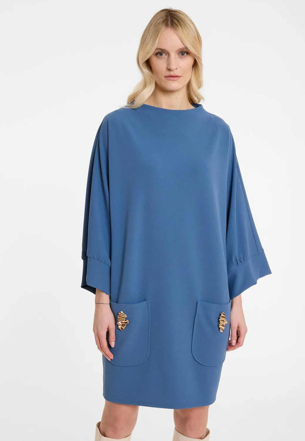 Ana Alcazar Adwea abito oversize blu tasche