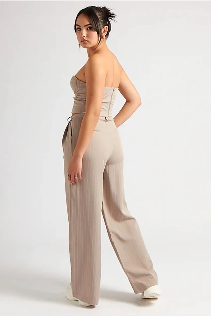 Urban Bliss top corsetto beige rigato sartoriale