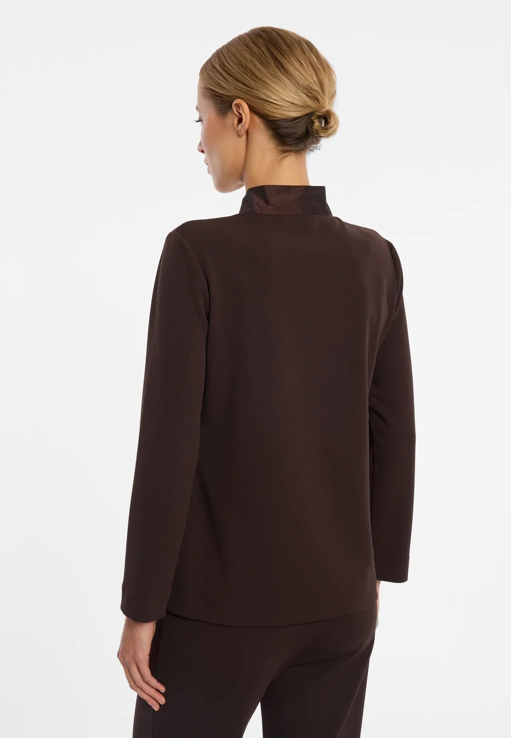 Ana Alcazar Emira top marrone fiocco organza stretch