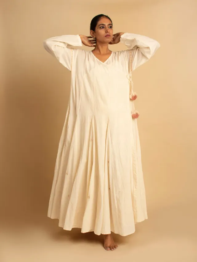 Our Dve Rabari Bari abito beige cotone S