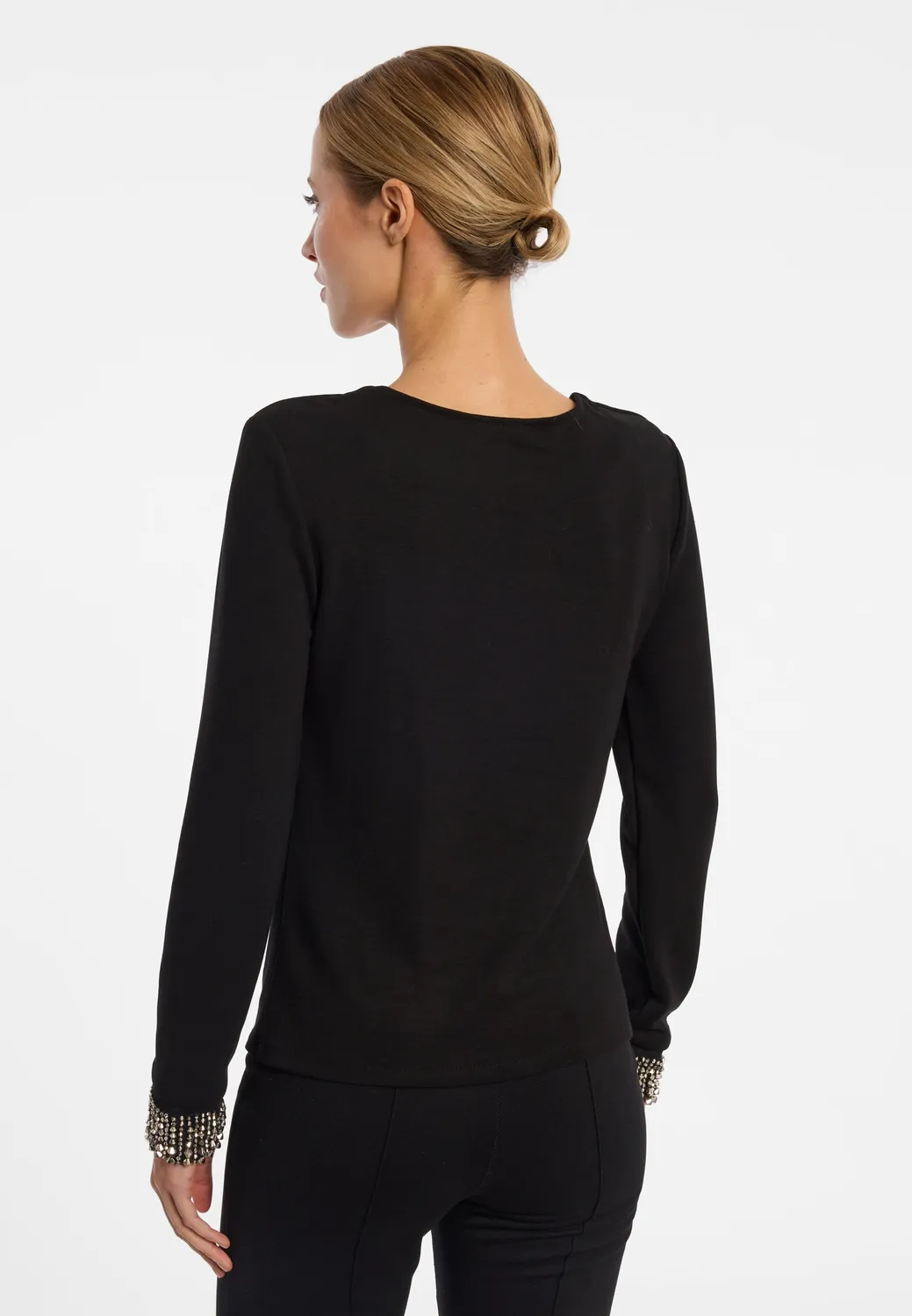 Ana Alcazar Emirae top scollo cascata nero