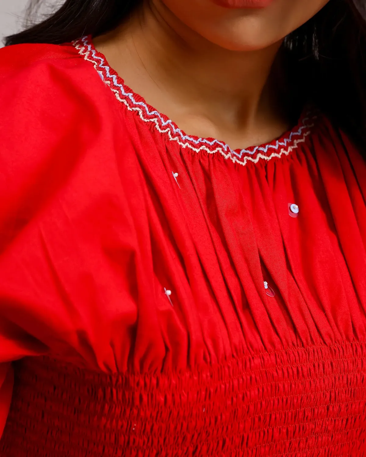Our Dve Peplum Top top rosso smock taglia unica