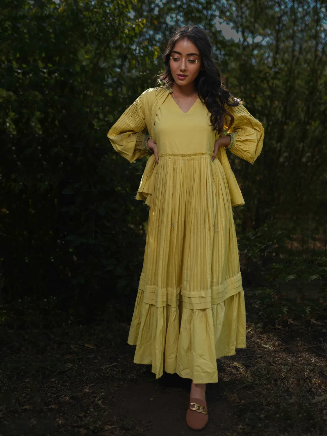 Our Dve Serphina Set abito giacca giallo cotone