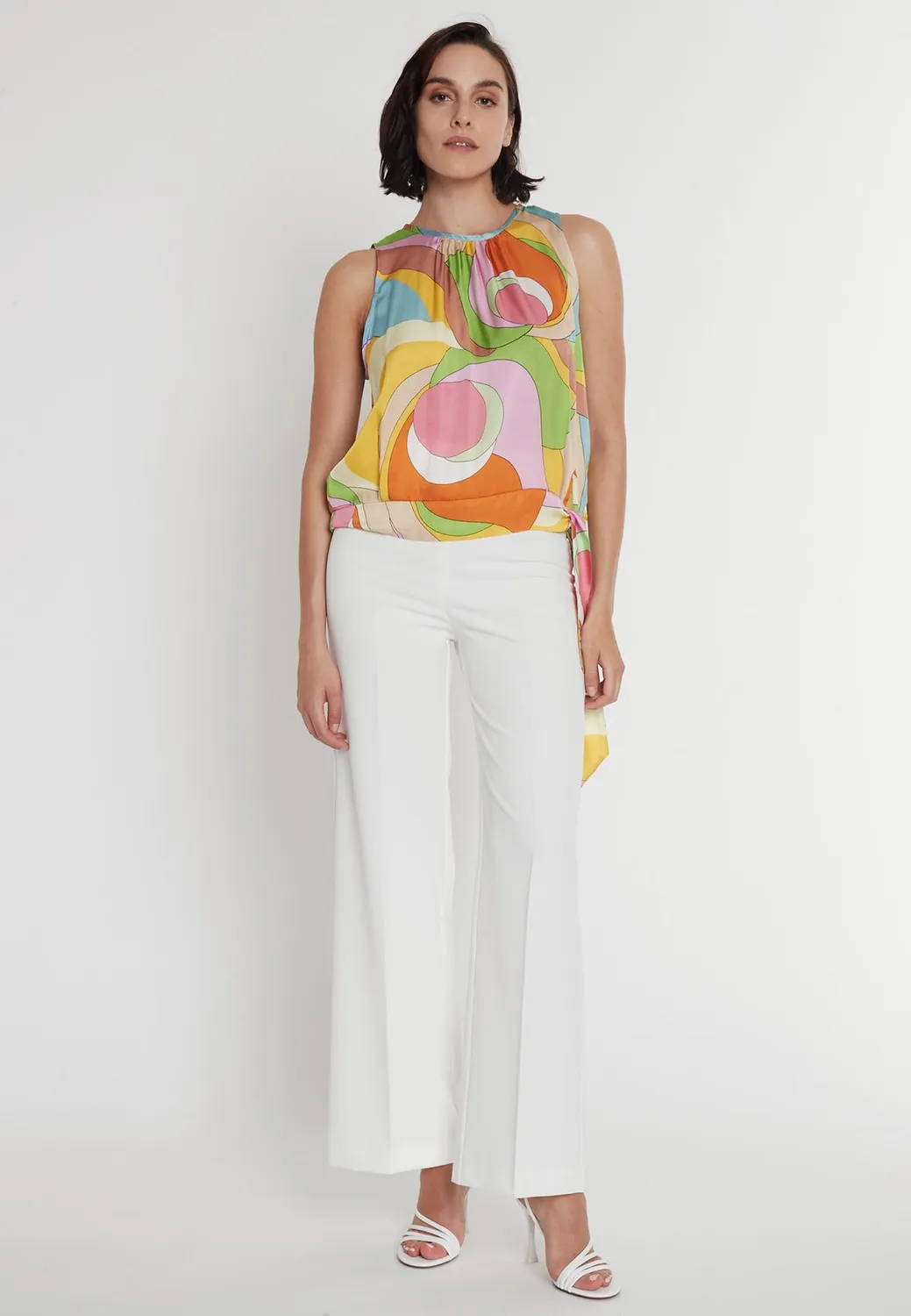 Ana Alcazar Pazyna top satin fantasia pastello con fiocco