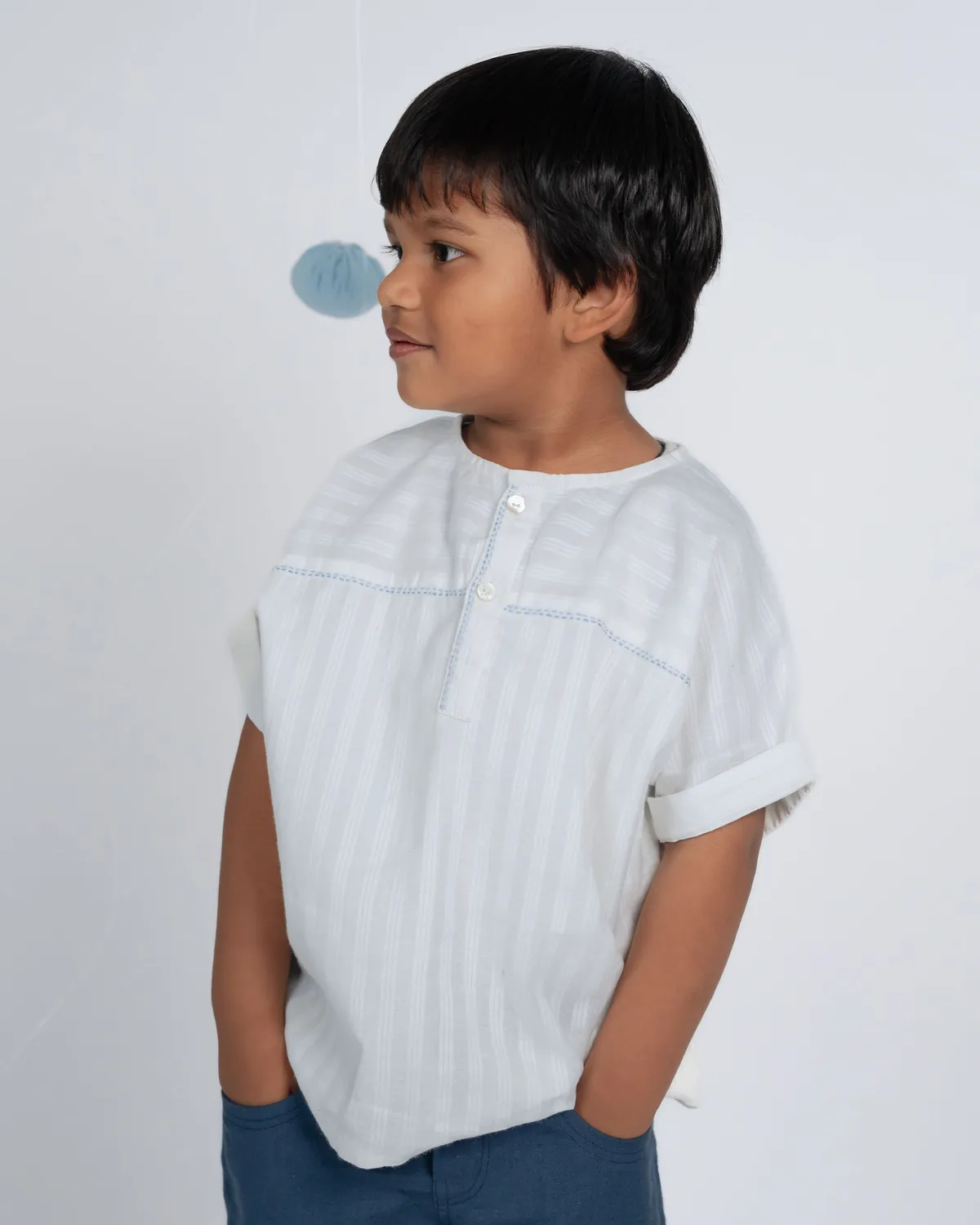 Our Dve Mini Elite camicia bambino blu ottanio cotone