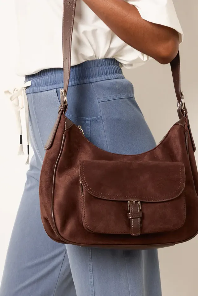 Blue Vanilla borsa spalla suedette cioccolato onesize