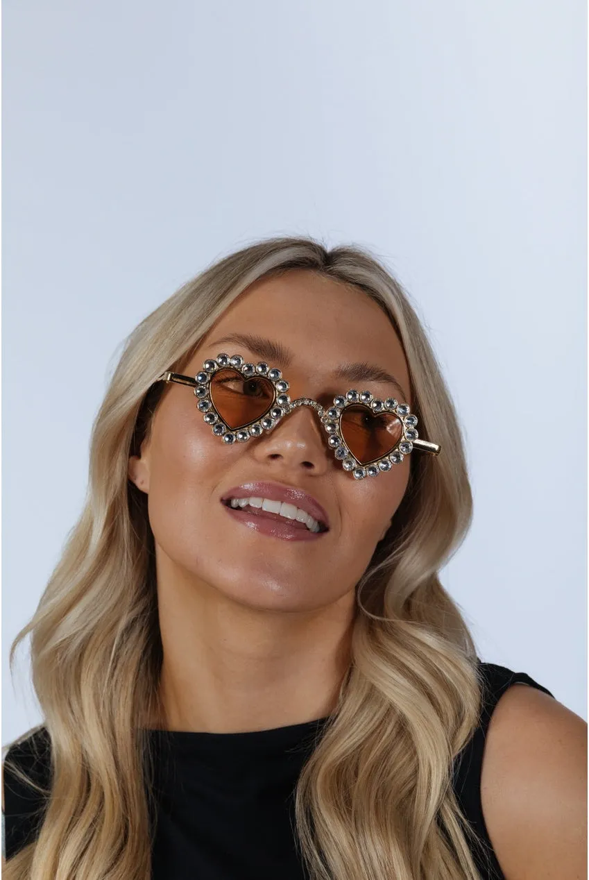 SVNX Heart Diamante occhiali da sole champagne oro