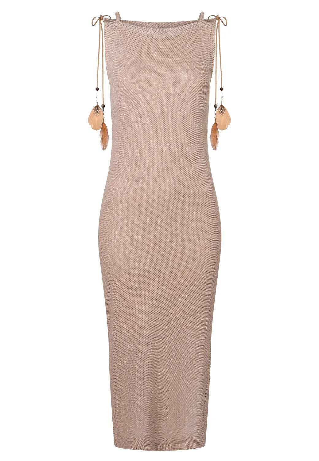 Ana Alcazar Danis vestito maglia midi beige