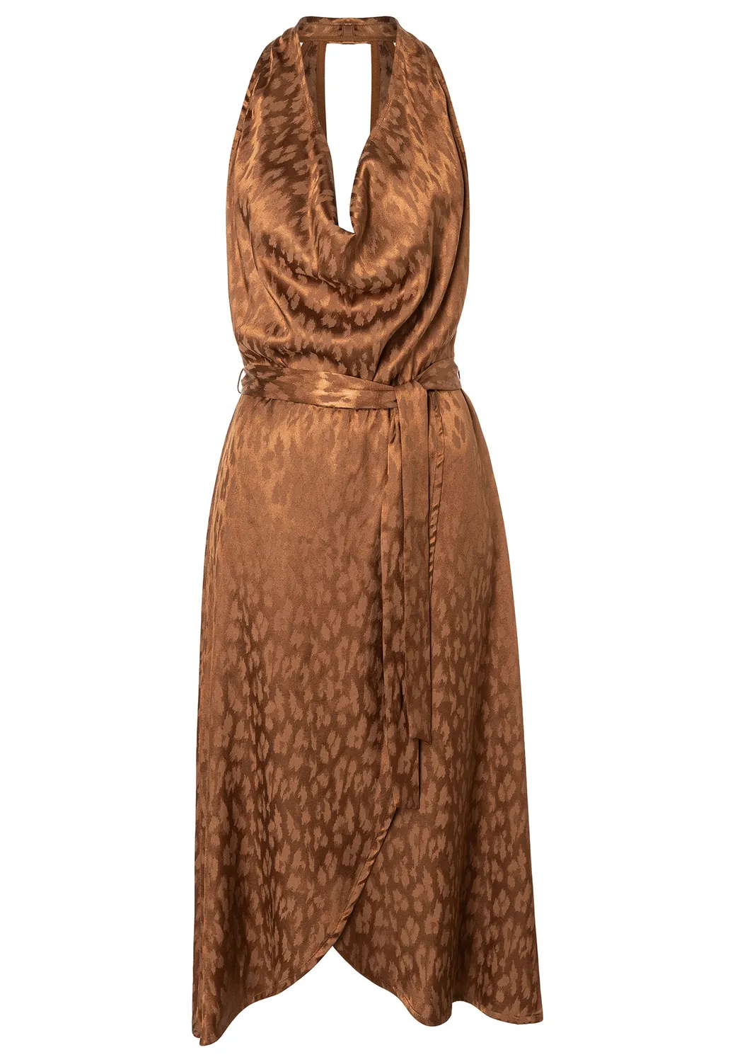 Ana Alcazar Dasha abito midi halterneck marrone