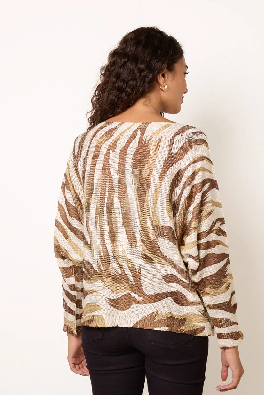 Blue Vanilla Metallic Batwing Foil Effect maglione mocha