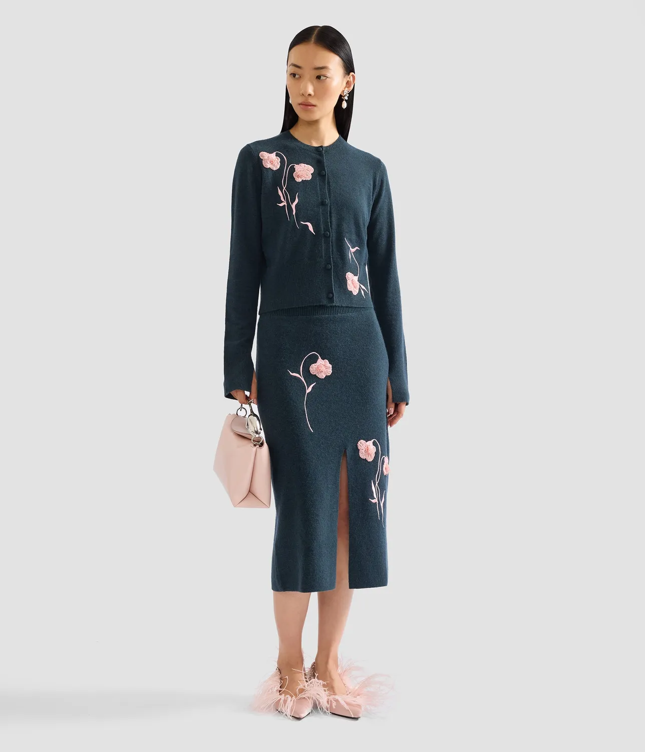 Erdem Embroidered Fitted cardigan ricamato cashmere