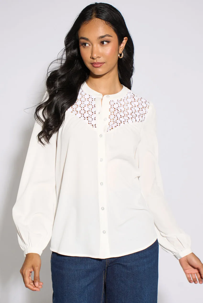 Gini London Broderie camicetta bianca cotone