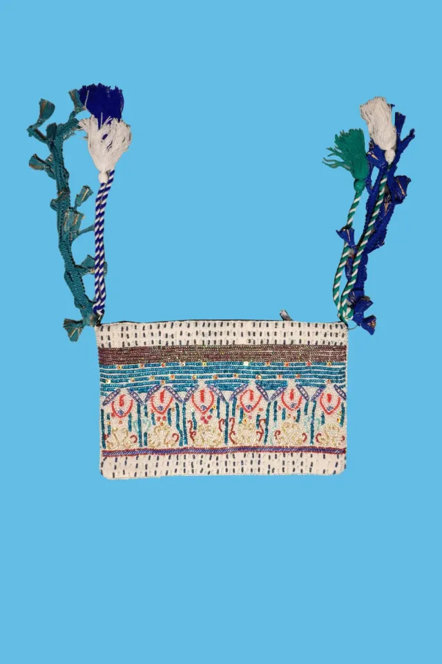 Antica Sartoria DV1722 pochette clutch blu cotone