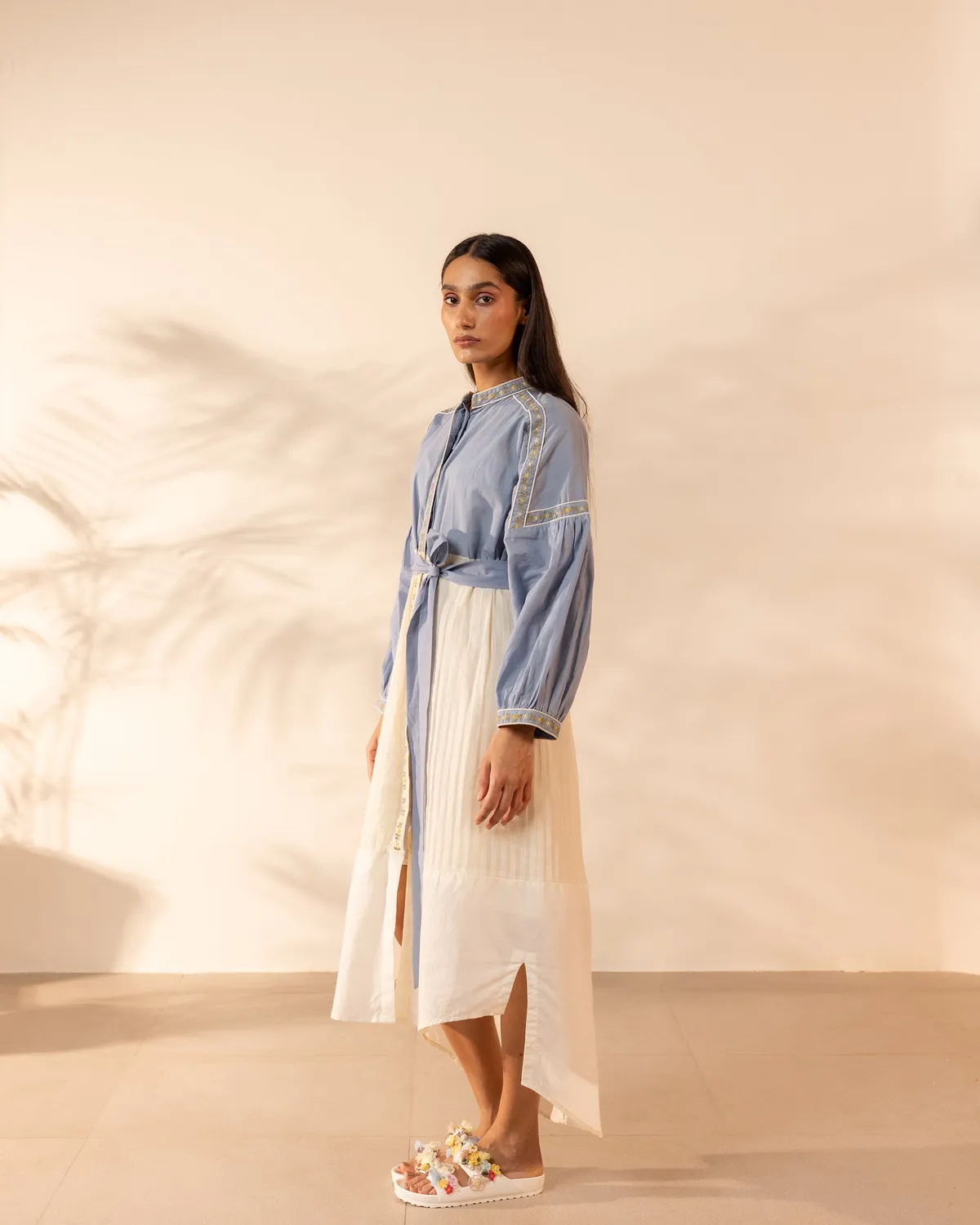 Our Dve Citrus Glow abito cotone blu beige taglia unica