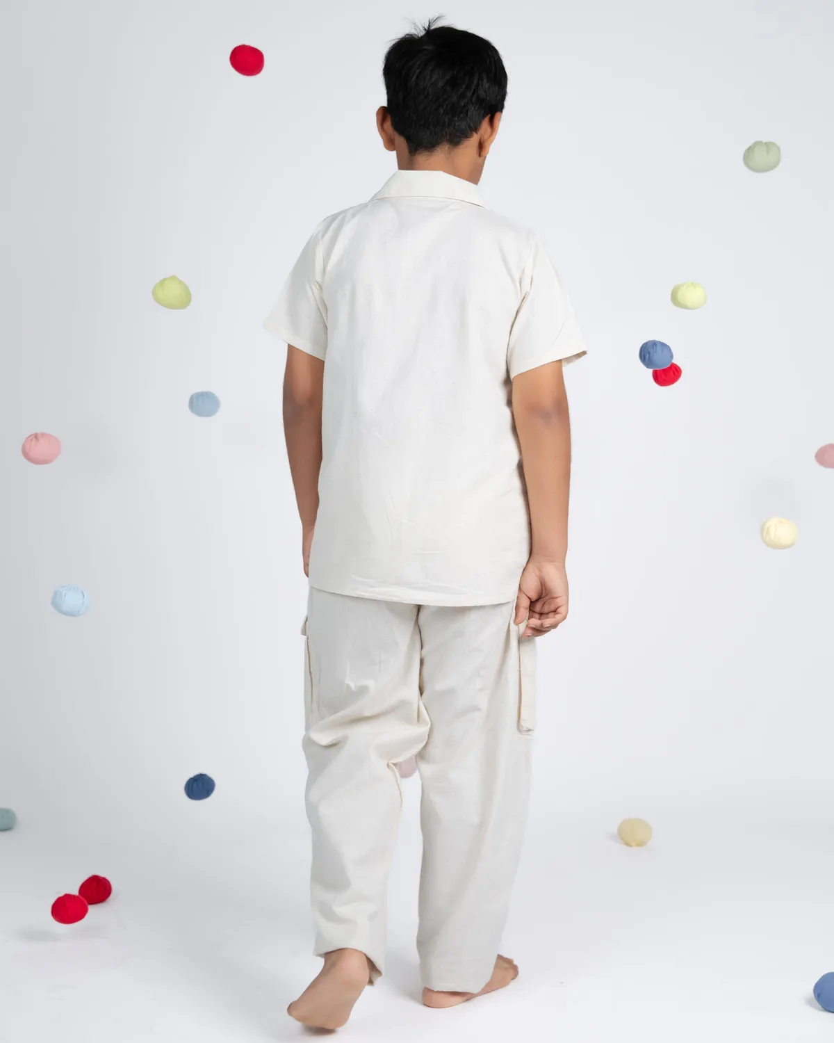 Our Dve Urban Boy camicia bimbo beige verde maniche corte