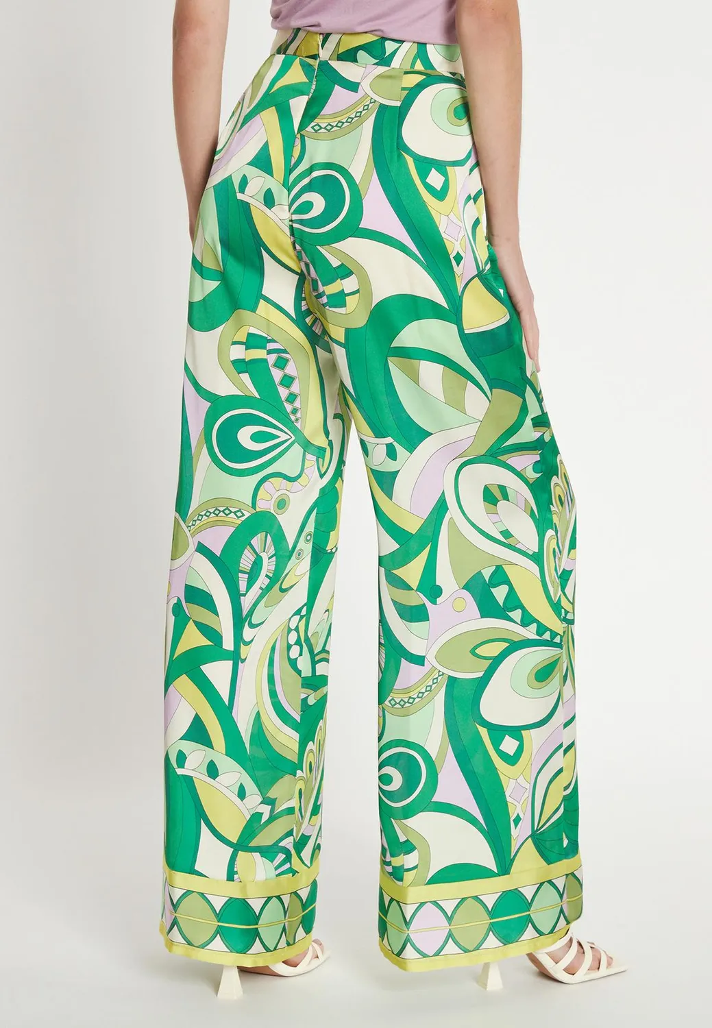 Ana Alcazar Lewona pantaloni palazzo satin fantasia