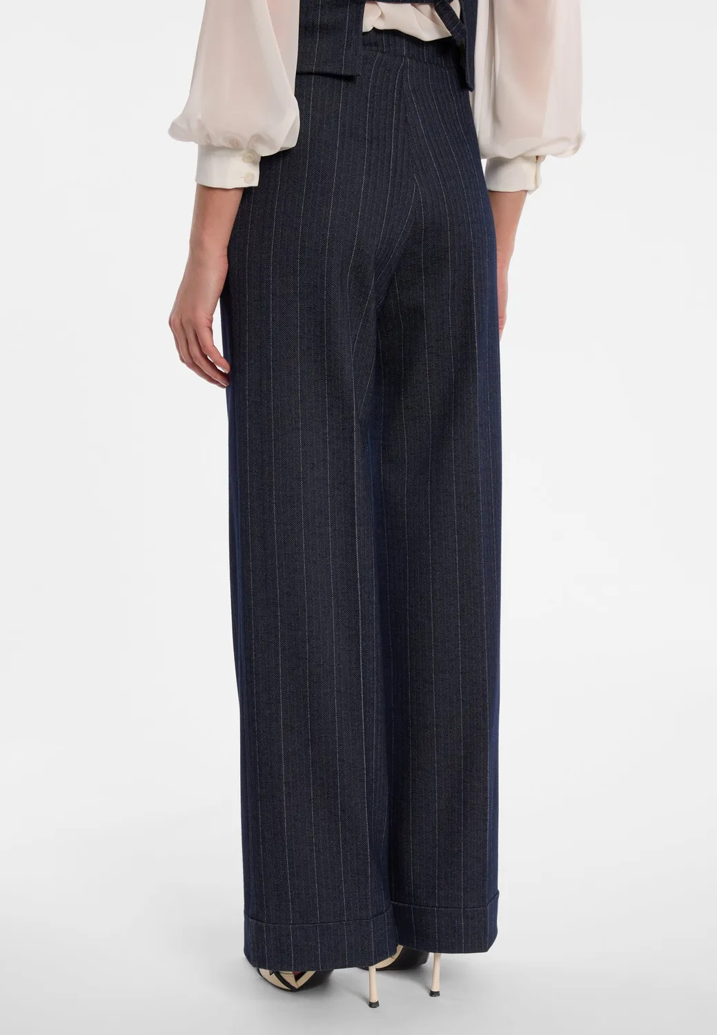 Ana Alcazar Enliroa pantaloni palazzo gessato blu