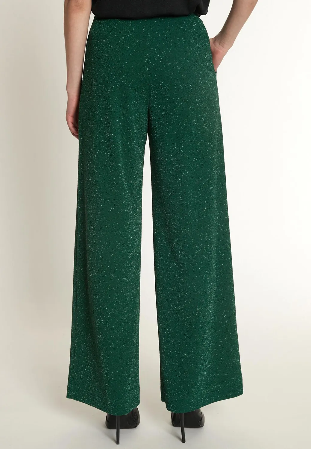 Ana Alcazar Ontea pantaloni palazzo verdi lurex